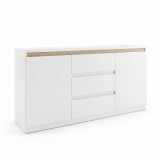 Bufet cu spatiu de depozitare Chiemo, Lemn, Alb, 160x40x93 cm