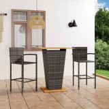 VidaXL Set mobilier de bar de grădină, 3 piese, gri