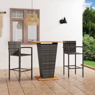 Set mobilier de bar de gradina, 3 piese, gri GartenMobel Dekor foto