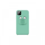 Husa iPhone 11 Pro Lemontti Liquid Silicone with Apple AirPods Case Mint Green