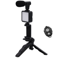 Kit de vlogging, trepied, microfon, panou LED, telecomanda bluetooth, suport reglabil telefon, filmari video Youtube, compatibil cu aparat foto/smartp