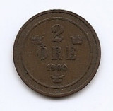 Suedia 2 Ore 1900 - Oscar II (litere mari) Bronz, 21 mm KM-746