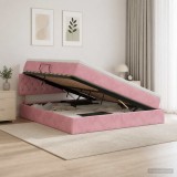 Cumpara ieftin Pat cu storage cu headboard Roz 160 x 200 cm Catifea