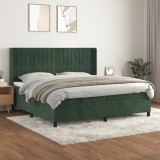 Cumpara ieftin Pat box spring cu saltea, verde &icirc;nchis, 200x200 cm, catifea