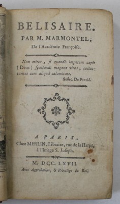 BELISAIRE par M. MARMONTEL , 1767 foto