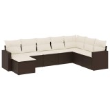 Cumpara ieftin Set canapele de gradina cu perne, 8 piese, maro, poliratan