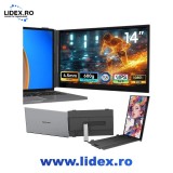 Monitor Extensibil de 14 inch Blackview SCM5, Afisaj FHD IPS pentru Laptopuri de 13"-17", Portabil cu Design Ultra Subtire, 1080p,60Hz, USB-C x3 (PD 1