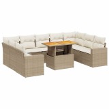 Cumpara ieftin Set canapele de gradina cu perne, 10 piese, bej, poliratan