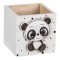 Suport Pixuri, 3D Panda, Lemn, Culoare Alb, Dimensiuni 9x9x9cm