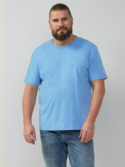 s.Oliver Big Sizes Tricou barbati big sizes cu decolteu la baza gatului, Regular fit, Albastru deschis, 2XL