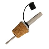 Cumpara ieftin Picurator universal pentru sticle, 9.2 x 2.3 cm, dop din pluta naturala, tub din inox cu capac din silicon, turnare controlata pentru bauturi si cockt
