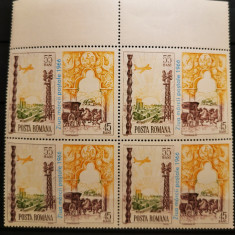 VOC 1966 LP 640, Ziua marcii postale romanesti, bloc de 4, MNH