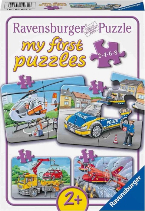 Puzzle Set 4 Buc Vehicule De Urgenta, 2/4/6/8 Piese