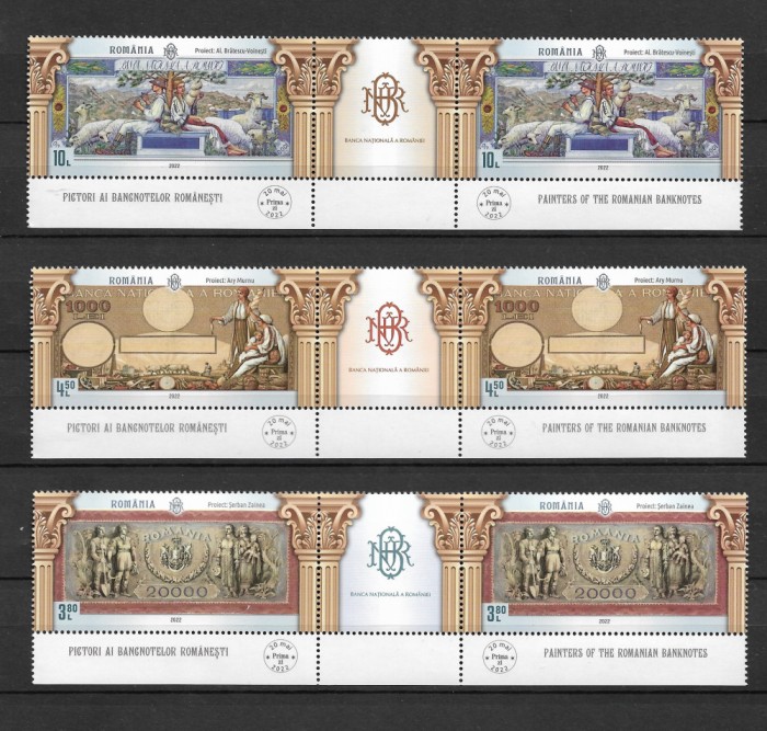 ROMANIA 2022 - PICTORI AI BANCNOTELOR ROMANESTI, STRAIF DE JOS, DIN COALA, MNH- LP 2369