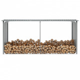 Cumpara ieftin Șopron depozitare lemne, oțel galvanizat, 330x92x153 cm, gri