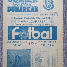 Program meci fotbal Dunarea CSU Galati-Delta Tulcea 10 Nov 1985, stare buna