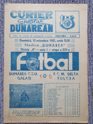 Program meci fotbal Dunarea CSU Galati-Delta Tulcea 10 Nov 1985, stare buna foto