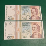 2 bancnote 1000 lei mai 1993 serie consecutive necirculate