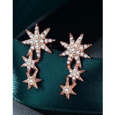 Cercei din Argint Stelute-- STARS-- Lungi Rose/Roz ARG405A