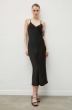 Samsoe Samsoe rochie culoarea negru, midi, dreaptă