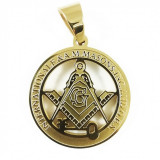 Cumpara ieftin Pandantiv Masonic Auriu - Echer si Compas cu Litera G - MM754