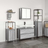Set mobilier baie, 3 piese, gri sonoma, lemn prelucrat