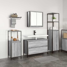 vidaXL Set de mobilier pentru baie 3 pcs sonoma gri 90 x 34.5 x 60 cm