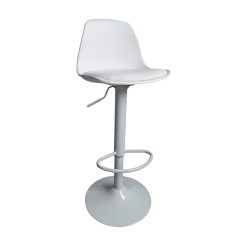 Scaun bar piele ecologica metal alb Dobby 36x36x77-97 cm
