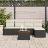 vidaXL Set de canapea pentru grădină 6 pcs Negru, alb mare