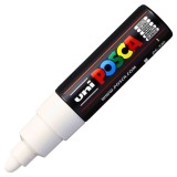 Marker cu varf rotund gros UNI PC-7M Posca 4.5-5.5 mm,alb