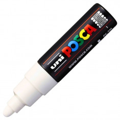 Marker cu varf rotund gros UNI PC-7M Posca 4.5-5.5 mm,alb