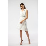 Rochie eleganta in clos, cu drapaj, White Daisy