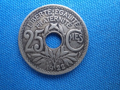 25 CENTIMES 1922 FRANTA foto