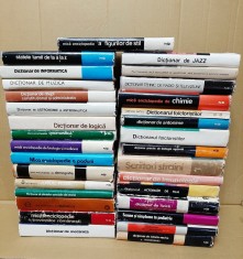 31 dictionare si enciclopedii (Enciclopedia povestilor romanesti, Dictionar de istorie veche a Romaniei, Onomastica, Folclor, Jazz, Fizica etc.)