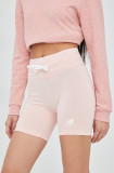 New Balance pantaloni scurți WS21550PIE femei, culoarea roz, uni, high waist WS21550PIE-PIE