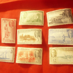 Serie mica Barbados 1950 George VI , motive locale ,8val.sarniera