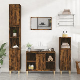 Set mobilier de baie, 3 piese, stejar fumuriu, lemn prelucrat GartenMobel Dekor, vidaXL