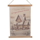 Cumpara ieftin Decor perete Craciun Casuta Turta Dulce textil multicolor lemn 40x2x60 cm