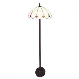 Cumpara ieftin Lampadar cu baza din polirasina maro si abajur sticla alba Tiffany 46x166 cm