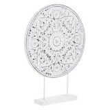 Panou decorativ din lemn cu floare albă și textură brushed 30x40cm, CMCLASS
