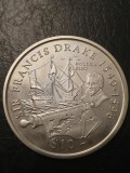 P1 Togo, British Virgin Island 10 dollars , Francis Drake Proof - , argint .925 28.28 g / din foto