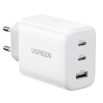 INCARCATOR retea Ugreen, &amp;quot;CD275&amp;quot; Quick Charge 65W GaN, 2 x USB Type-C, 1 x USB, alb &amp;quot;90496&amp;quot; (timbru verde 0.18 lei) - 6957303894963 foto