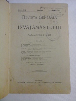 REVISTA GENERALA A INVATAMANTULUI Anul 1924 - Fondator Spiru C. HARET foto