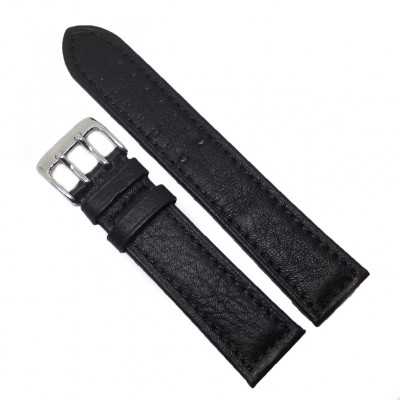 Curea de ceas din Piele Naturala - Culoare Neagra - Catarama dubla - 22mm - WZ3988 foto