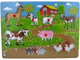 Jucarie Incastru Lemn Animale Ferma A4, Puzzle Montessori Educativ, Dezvoltare Inteligenta Copii