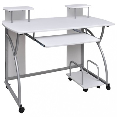 vidaXL Birou de computer, alb, 110x52x88,5 cm, lemn prelucrat 20584 foto
