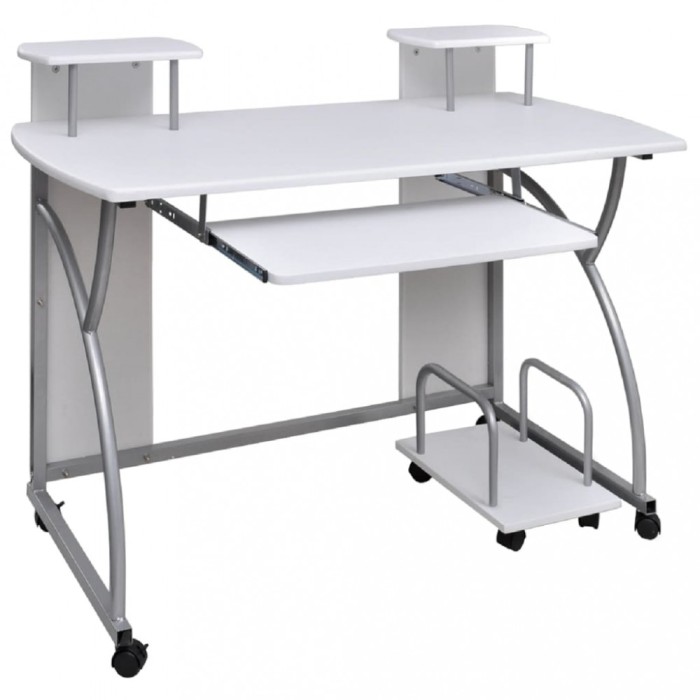 vidaXL Birou de computer, alb, 110x52x88,5 cm, lemn prelucrat 20584