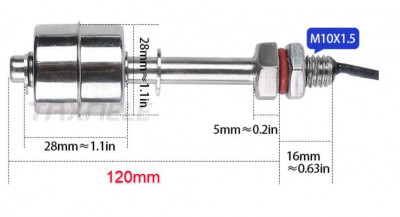 Senzor nivel inox apa lichid plutitor bazin ulei ars 120mm foto