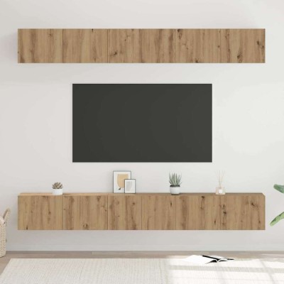 vidaXL Set comodă TV Pe perete 6 pcs stejar artizanal 80 x 30 x 30 cm 3393476 foto