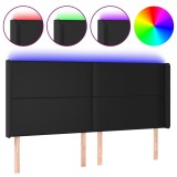 Cumpara ieftin Tablie de pat cu LED, negru, 163x16x118/128 cm, piele ecologica